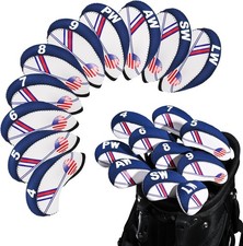 Golf Club Iron Head Covers Set, 10PCS Neoprene USA Flag Design Protective Covers