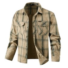 Men's new plaid long sleeved shirt, business casual cotton workwear shirt
