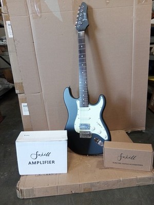 Open box  ST style Electric Guitar Matte Black White Pickguard TBA327738760130