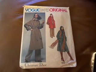 Vintage vogue Pattern 1559 C Dior coat size 12 25 pieces. Cut