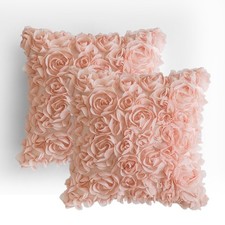 3D Rose Flower Pillow Cover Pack of 2 Decorative Valentines Romantic Stereo C...