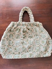 mina perhonen Tote Bag Canvas Cotton Green Pre-owned Stylish Authentic