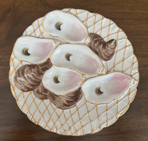 Antique 19th Century Limoges Turkey Oyster Plate W/ Gold Net- Collamore & Davis - Picture 1 of 15
