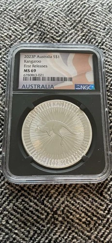 2023 P Australia Silver Dollar Kangaroo NGC MS 69 Beautiful Coin Flag Label