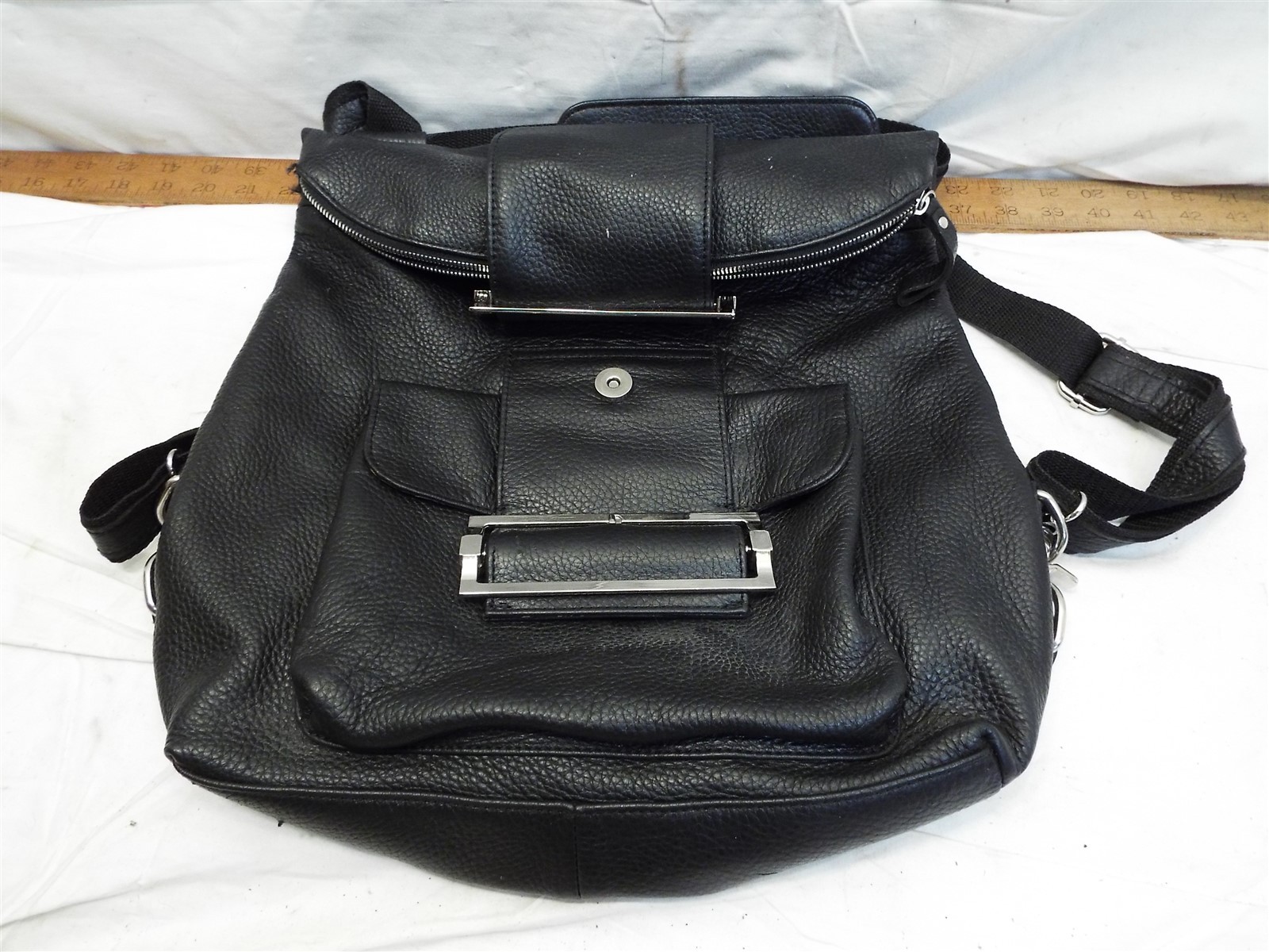 Ameri Leather Black Backpack Purse Satchel Hand B… - image 1
