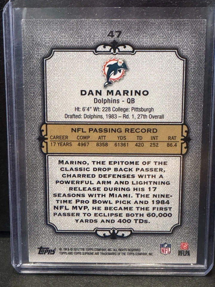 2012 Topps Supreme - Dan Marino #47 120/462 - Image 2 of 2