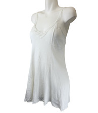 Victoria's Secret Babydoll Nightwear Dress Womens L White Lace V-Neck Feminine