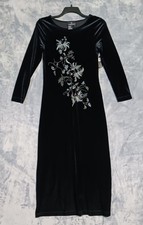 Carole Little Dress Womens 4 Velvet Long Sleeve Floral Embroidered Gown NWT