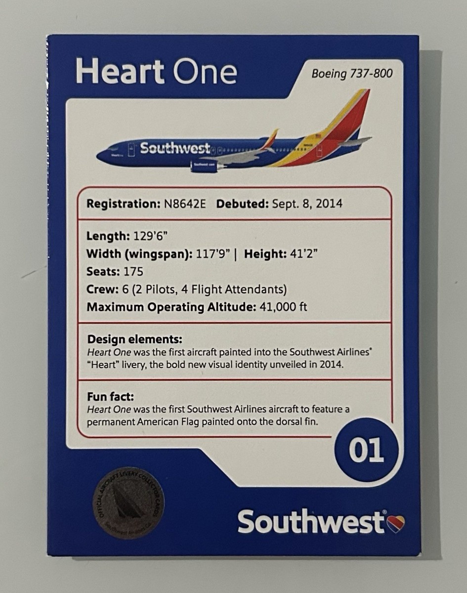 Southwest Airlines Trading Card-Heart One (B737-800) Pilot Card