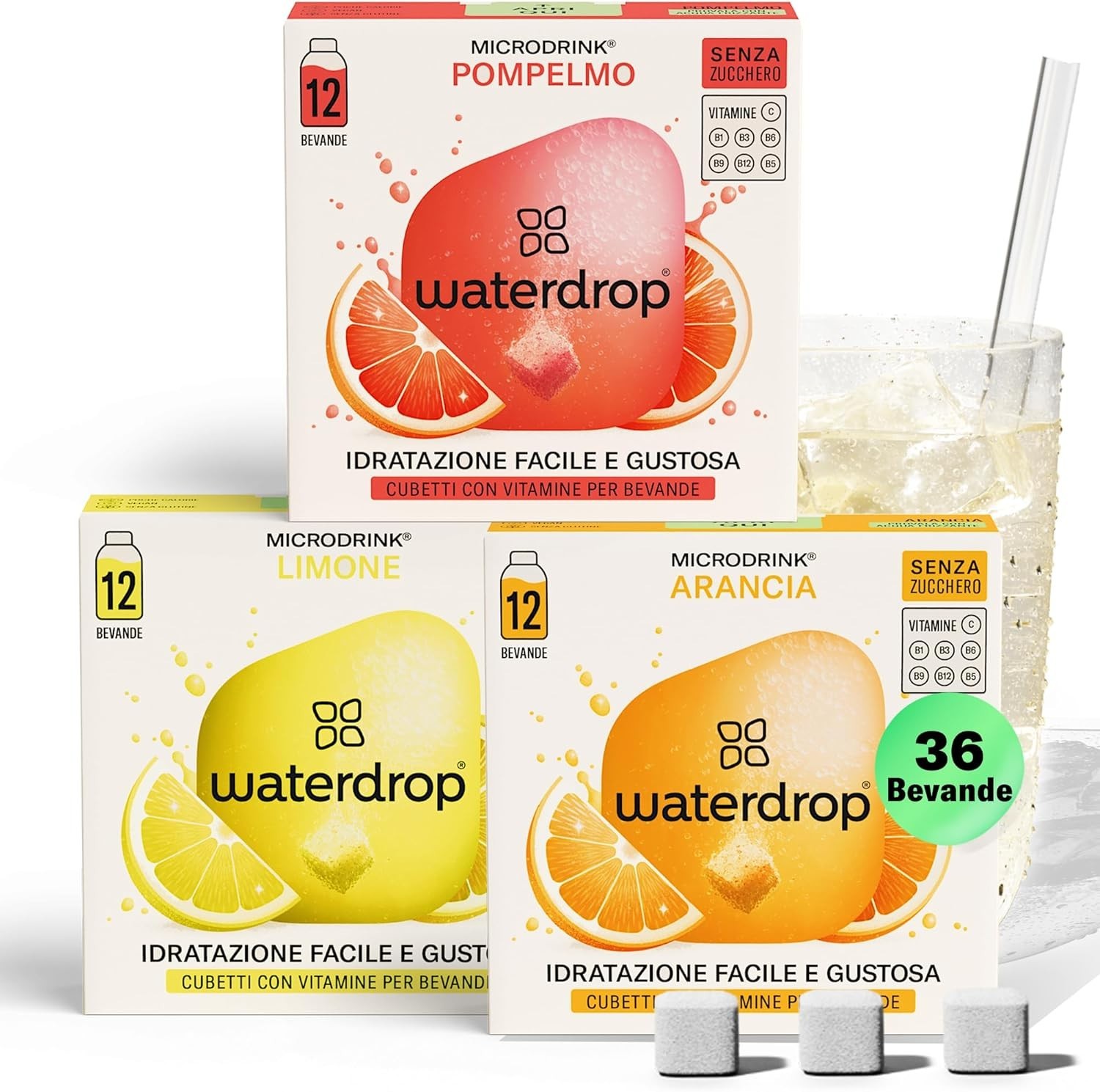 Set Waterdrop Microdrink 36 Drops: Idratazione Fit Agrumi e Vitamine