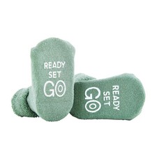 Stephan Baby Non-Skid Silly Socks with Cute Sayings, Ready Set Go, Fits 3-12