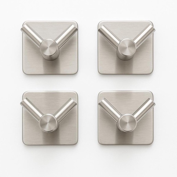 4X Edelstahl Handtuchhaken Ohne Bohren Selbstklebend Wandhaken Klebehaken-image