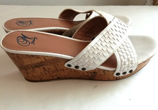 Mantaray Size 8 White Wedge Heels Sandals Shoes Woven Style Worn Once VGC Summer