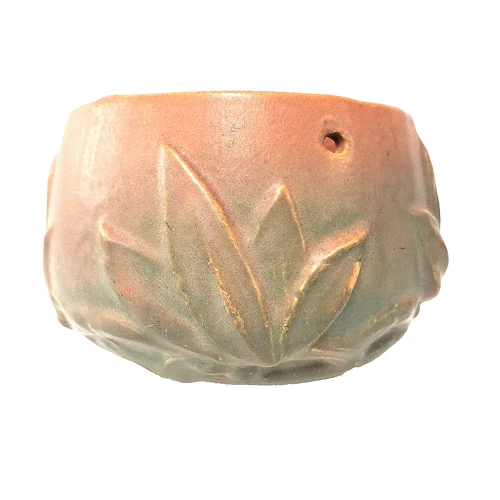Vintage McCoy Hanging Planter Leaf Berry Design Matte Glaze 1930s USA
