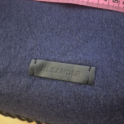 Jil Sander Cashmere Silk Scarf Dark Blue Brown Reversible