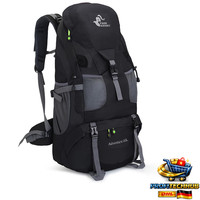 50L Wasserfester Wanderrucksack Mit 4 Riemen Schwarz Ohne Schuhfach