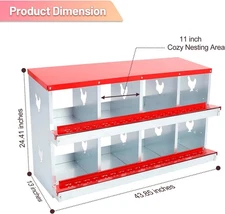 Chicken Nesting Box 8 Large Vented Holes Metal Poultry Nest Chicken Brooding Box