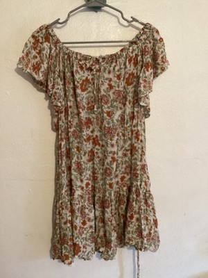 Rachel Zoe Floral Off-Shoulder Ruffle Short Dress S Viscose White Orange