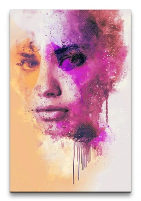 60x90cm Adriana Porträt Abstrakt Kunst Topmodel Bunt Schön Leinwandbild