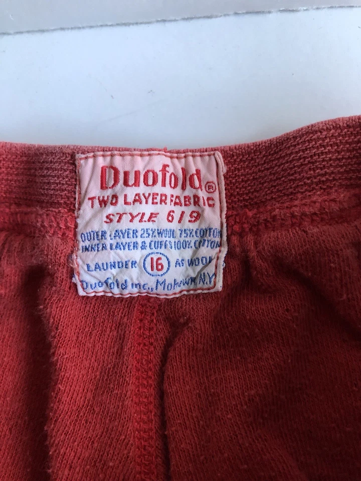 Винтажные женские низы 50-60-х DUOFOLD из красной шерстяной смеси 2-слойные длинные John 16 - Изображение 2 из 4