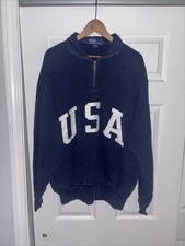 Vintage Ralph Lauren Polo USA Pullover 1/4 Zip Navy Sweatshirt Size Large
