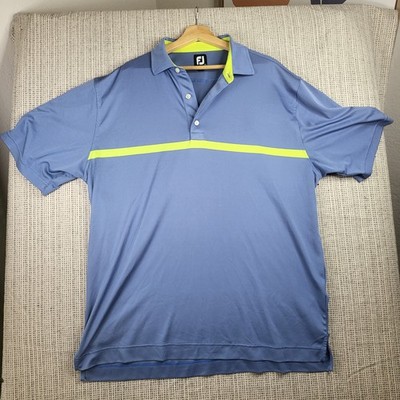 FootJoy Golf Polo Shirt Mens 2XL Performance Dry Fit Short Sleeve Stripe 80s 90s