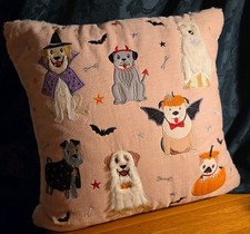Envogue Halloween Dogs In Costumes Embroidered 20"x20" Decorative Throw Pillow