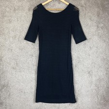 Banana Republic Dress Womens 4 Black Mesh Lined Short Sleeve Knee Length- 3771