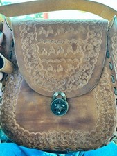 vintage hand tooled leather purse from 1970's saddlebag one of a kind