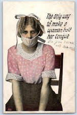 Risque Anti Women Unusual The Only Way To Make A Woman Hold Her Tongue Postcard