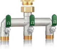 Wasserverteiler 3-Fach Messing Vernickelt 1-Zoll-Anschluss Mit 3/4-Zoll-Adapter