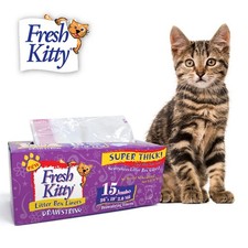 15 Count Litter Box Liners Super Thick, Durable, Easy Clean Up Jumbo Drawstri...
