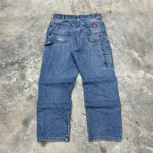 Vintage 2000s Y2K Dickies Denim Carpenter Jeans Size 34x32 Thrashed Grunge 90s