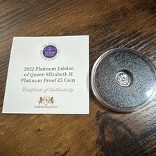 2022 Superb Platinum Jubilee Of QEII Proof £5 Coin with COA 0.5g Platinum Proof  6220.07 per troy oz