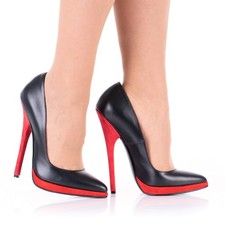 Extrem hohe Pumps Leder Schwarz High Heels 15 - 18,5 cm Absatz Rot 36 - 47