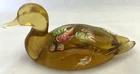 Fenton Wheat Berry On Autumn Gold Hand Painted Floral Mallard Duck Figurine 5147