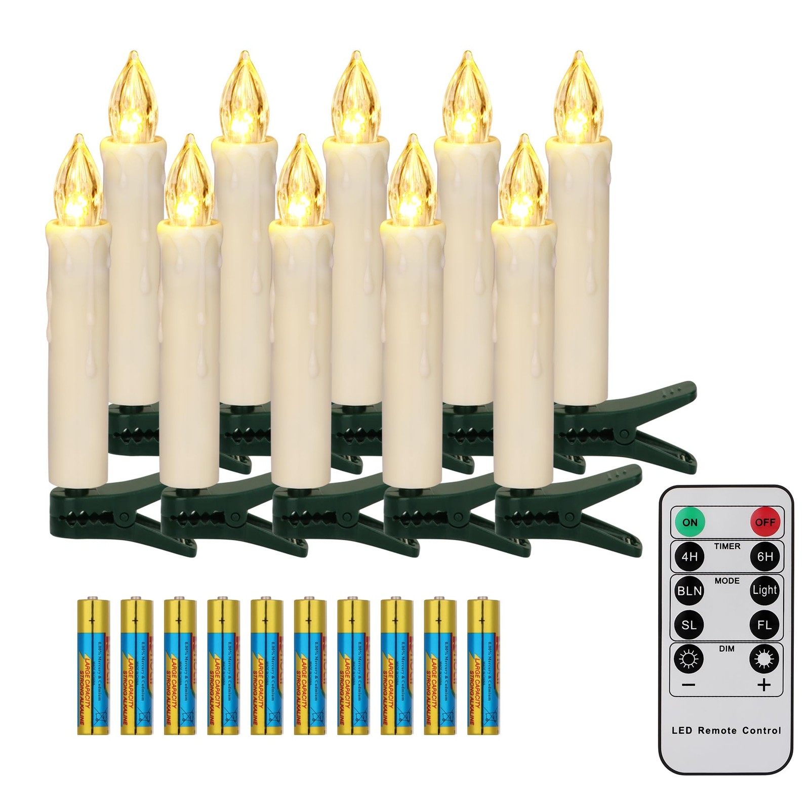 10 Bougies LED de Noël sans Fil Blanc Chaud avec Télécommande Infrarouge