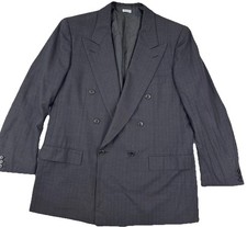 VTG Brioni Double Breasted Sport Coat Mens 51 US 41 Gray Pinstriped Blazer