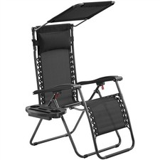 26in Outdoor Zero Gravity Chair Patio Lounge Camping Chair with Sunshade Used