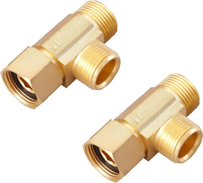 Lead-Free Brass 3/8 Inch Angle Stop Add-A-Tee Compression Tee Valve, 3/8'' Inlet