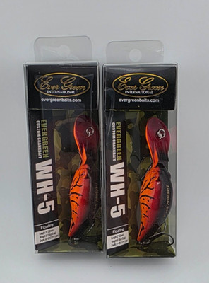 (2) Evergreen WH-5 Crankbait Fishing Lures Lot of 2 - Fire Craw