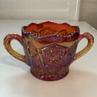 Vintage Indiana Carnival Glass Heirloom Sunset 2 Handles Open Sugar Bowl