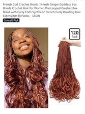 French Curl Crochet Braids 14 in Ginger Synthetic Pre-Looped Hair 350