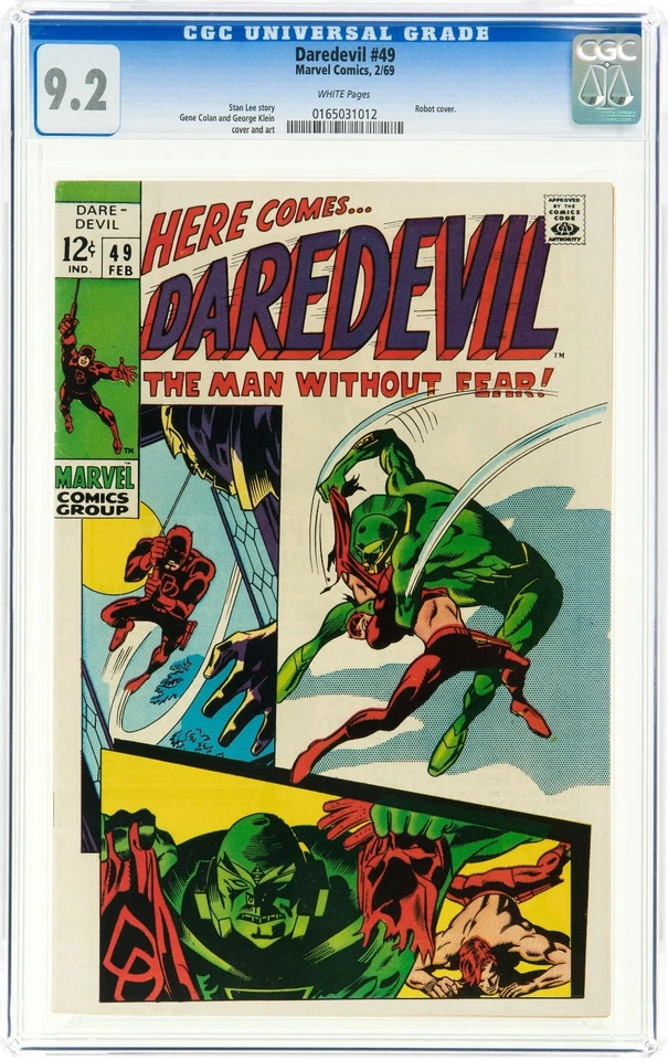 Комиксы Daredevil 49 CGC 9.2 1969 Marvel Comics 1-е приложение серебряного века КЛЮЧ 2/69 белые страницы - Изображение 3 из 4