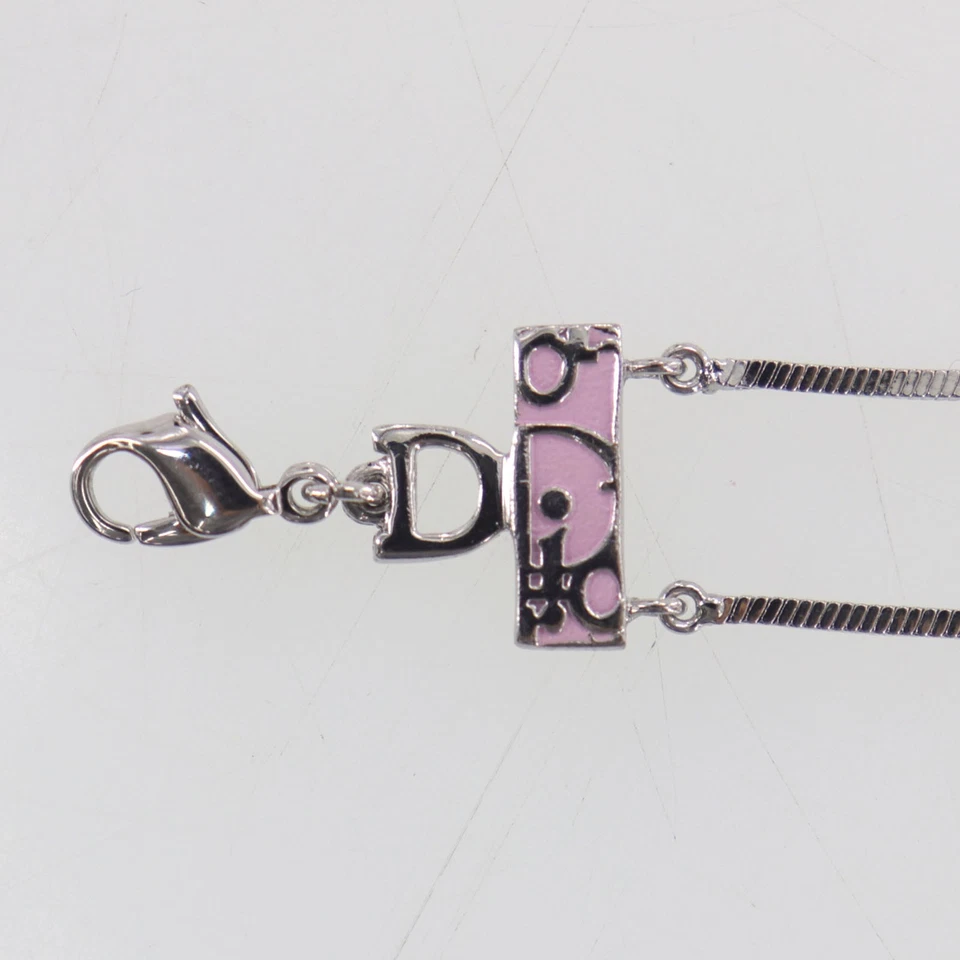 Pulsera Christian Dior Usada Número Logotipos Placa Rosa Plateado #EK104 M Foto 4 de 4