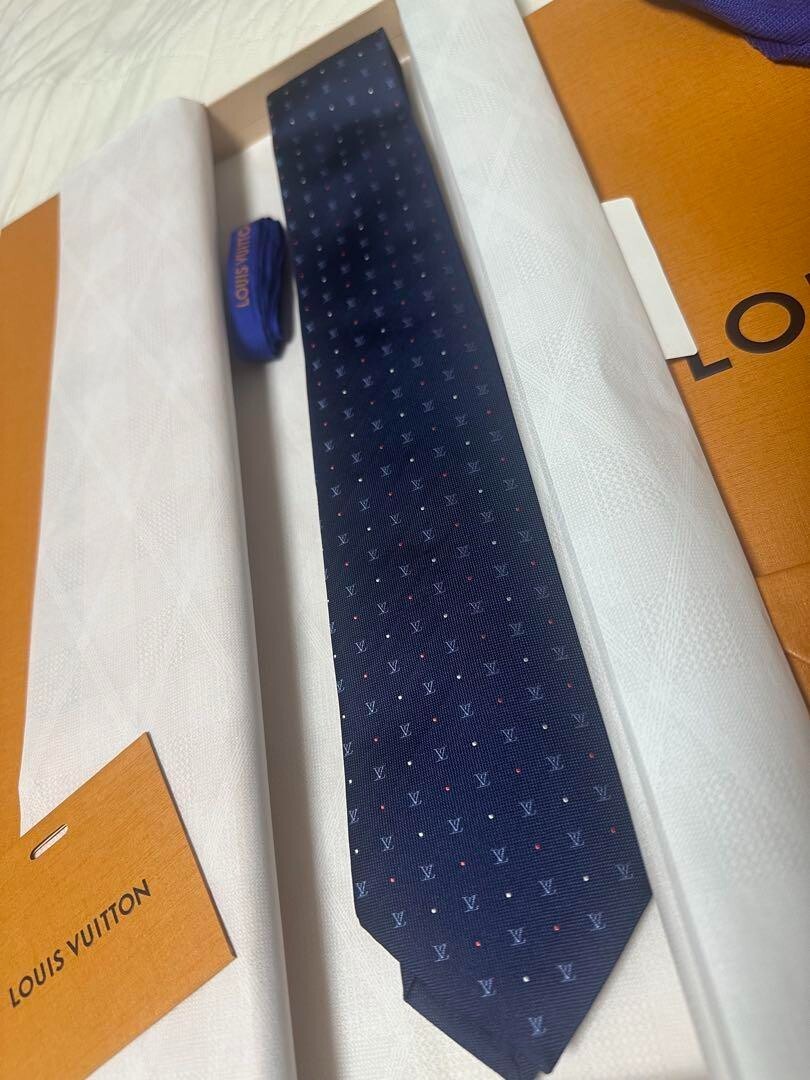 LOUIS VUITTON Tie Set of 2 Monogram Gradient & Blason Dot Navy