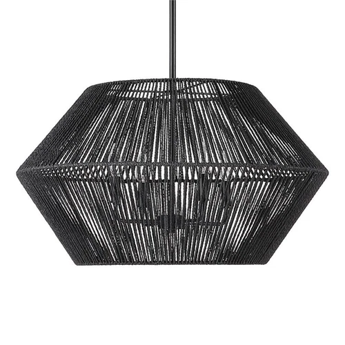 Uttermost Suva 4-Light Transitional Steel & Rattan Pendant in Matte Black - Picture 5 of 8
