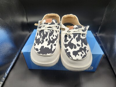 Women\'s Size 11Hey Dude Wendy Animal Cow Print. Black/White New With Tags In Box Hey Dude Women`s Black Cow Print Wendy Animal Casual main image 3