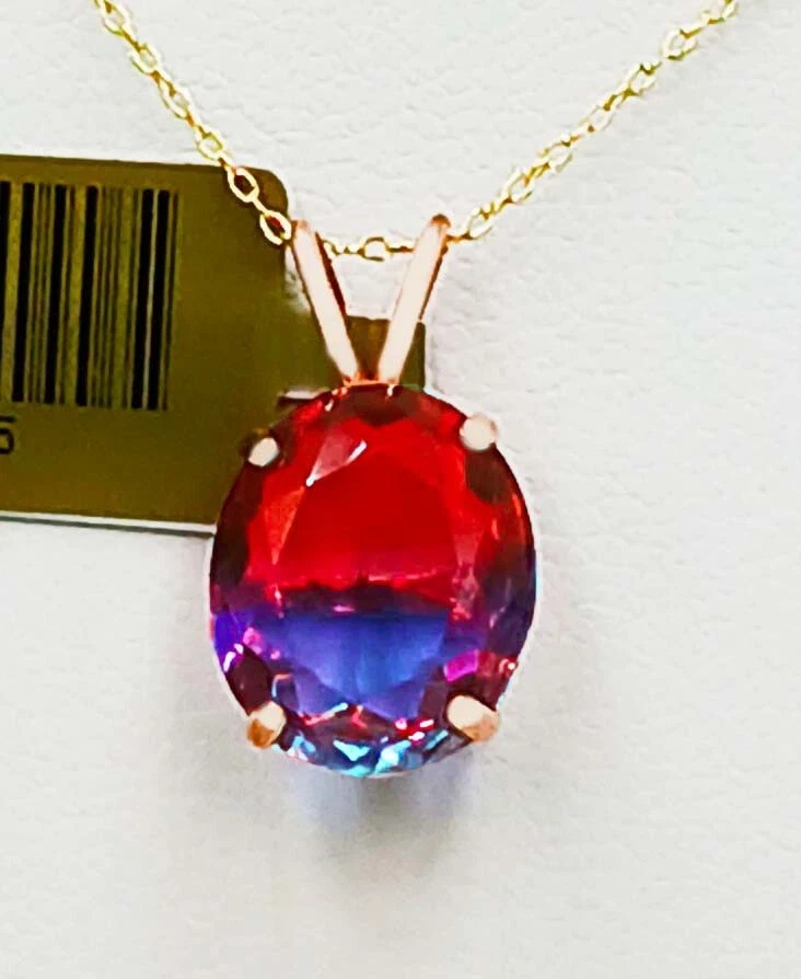 AAA 5,65 Cts COLGANTE TURMALINA AZUL Y ROSA ORO ROSA 14K - Nuevo Con Etiqueta Foto 2 de 4