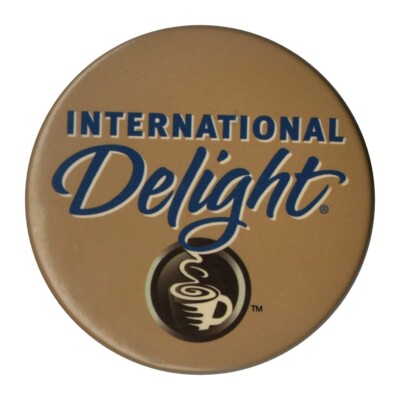 International Delight Coffee Creamer 3'' Pin Button 1990s Shop Barista Gift VTG. 